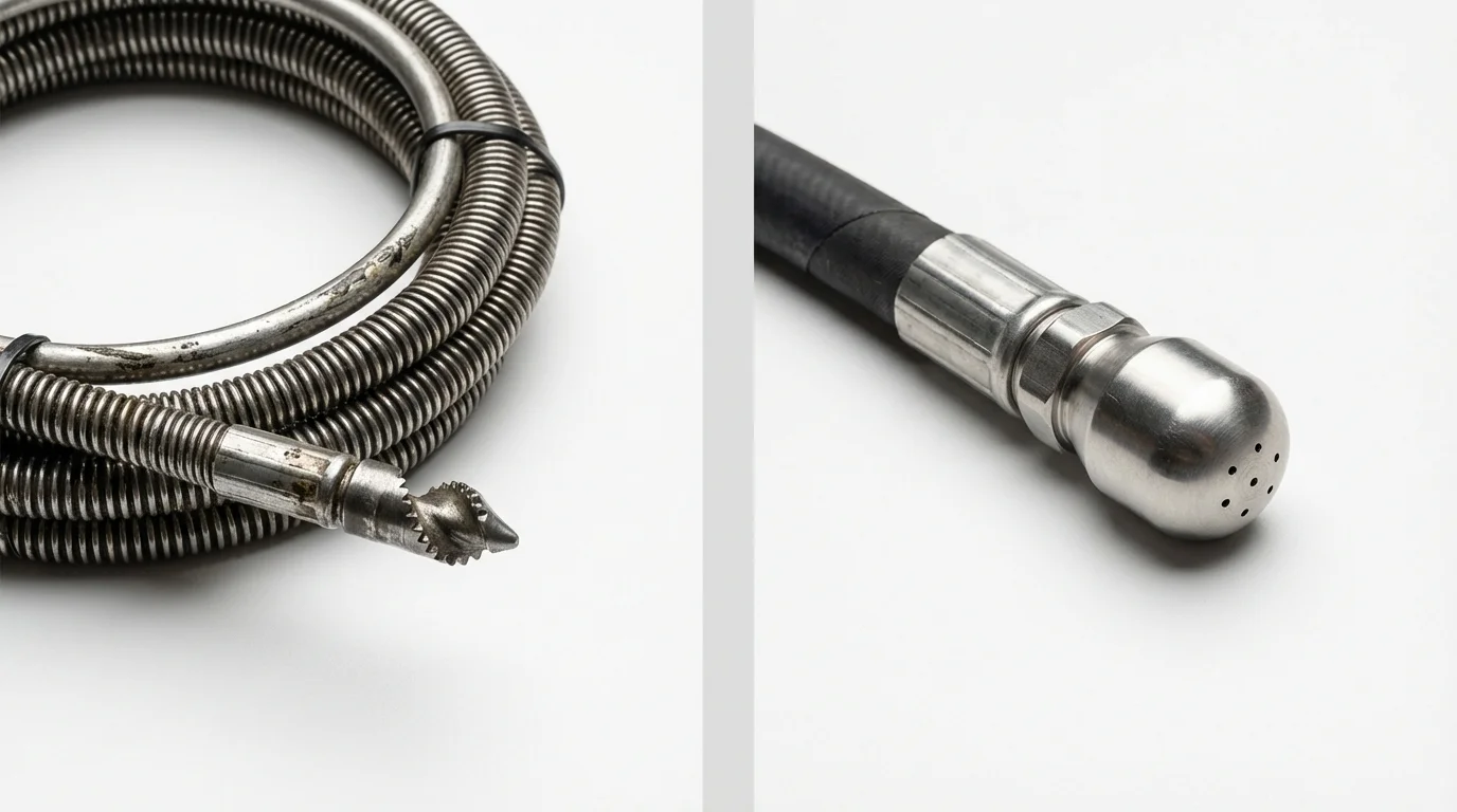 Drain snake cable and hydro jetting nozzle used for drain cleaning in Rustburg, VA