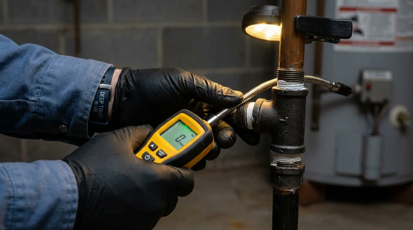 Gas leak detection with electronic sniffer by Johns Plumbing LLC in Rustburg